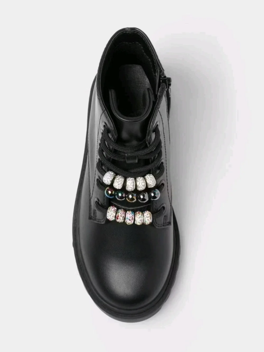 art class Black Girls' Bronx Lace-Up Combat Boots with Bead Accents